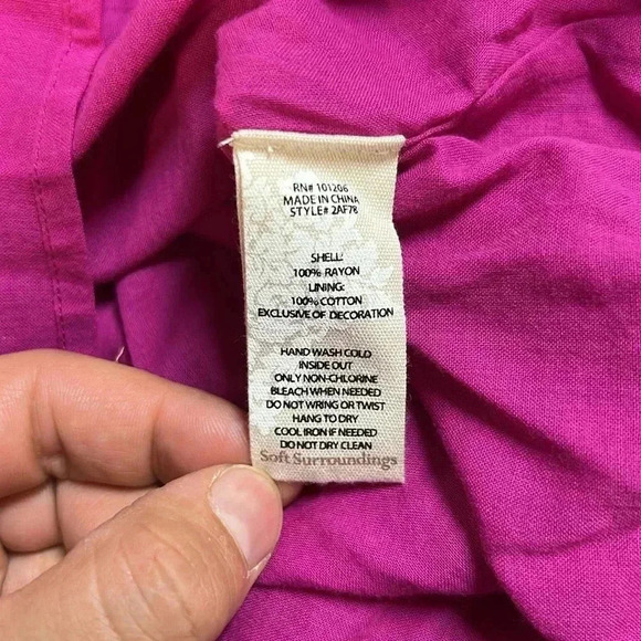 Soft Surroundings Cold Shoulder Destin Dress Fuchsia Pink Size L - Picture 8 of 8